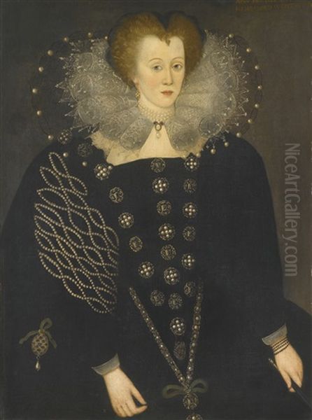 Portrait Of Anne (nee Hopton), Lady Pope (1561-1625), Former Wife Of 3rd Baron Wentworth, And Later Wife Of 1st Earl Of Downe Oil Painting by Marcus Gerards the Younger