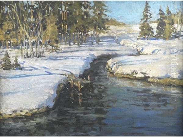 A Clear Winter's Day Oil Painting by Mikhail Markianovich Germanshev