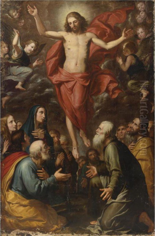 The Ascension Oil Painting by Giovanni Bernardino Azzolino, Called Mazzolini