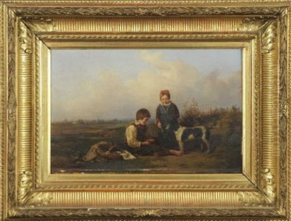 Enfants De Chien Oil Painting by Joseph Edouard de Gernon