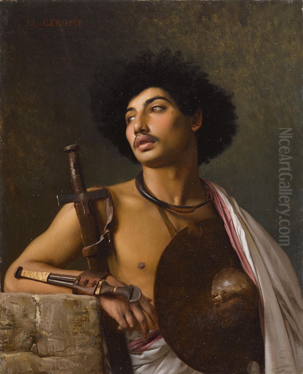 A Bischari Warrior Oil Painting by Jean-Leon Gerome