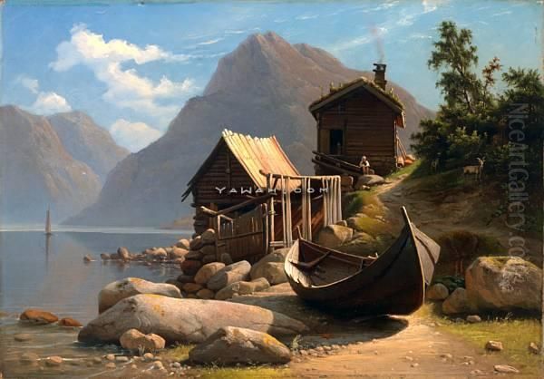 Fra Sognefjorden Oil Painting by Knud (Andreassen) Baade