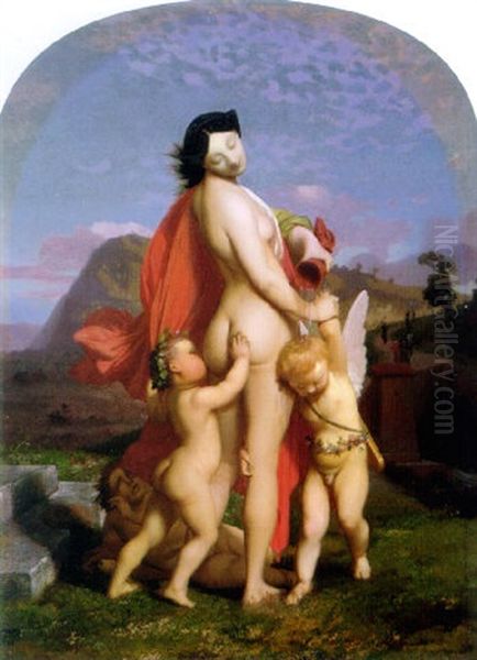 Young Maiden Dousing Cupid With Water Oil Painting by Jean-Leon Gerome