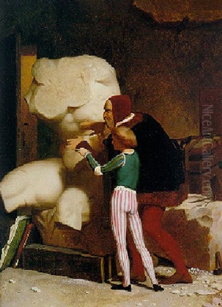 Michelangelo Showing A Pupil The Belvedere Torso Oil Painting by Jean-Leon Gerome