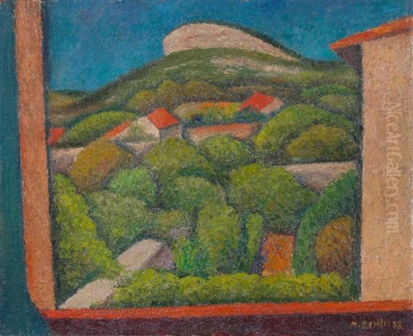 Landscape Through A Window Oil Painting by Mark Gertler