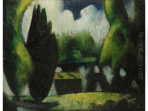 The Pond At Garsington (recto); Portrait Of A Gentleman (verso) Oil Painting by Mark Gertler