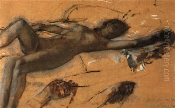 A Study For Rolla Oil Painting by Henri Gervex