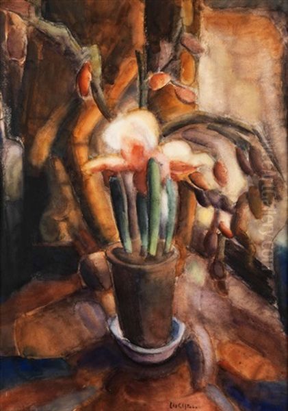 Blumentopf Mit Bluhender Amaryllis Oil Painting by Leo Gestel