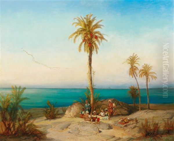 Resting Travellers On The Coast Oil Painting by Geyer, Alexius