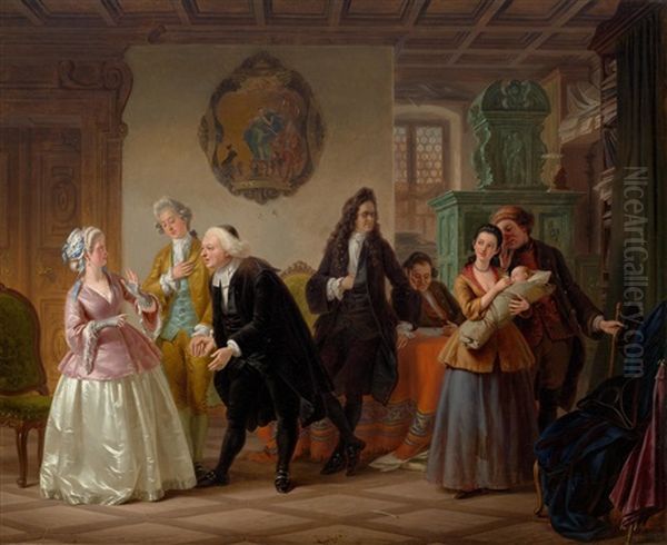 Die Testamentseroffnung Oil Painting by Johann Geyer