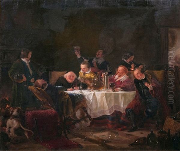 Frohliche Zecher Oil Painting by Johann Geyer