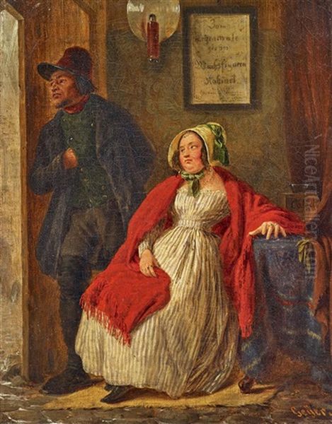 Am Eingang Zum Wachsfigurenkabinett Oil Painting by Johann Geyer