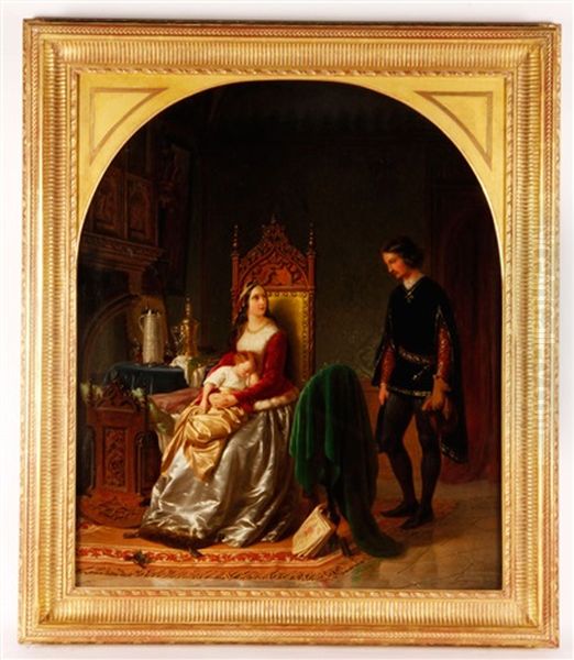 Man, Woman, And Child Oil Painting by Johann Geyer