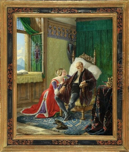 Der Kranke Ritter, Von Seiner Tochter Gepflegt Oil Painting by Johann Geyer