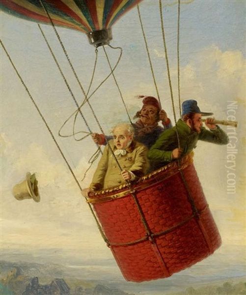 Ballonfahrt Oil Painting by Johann Geyer
