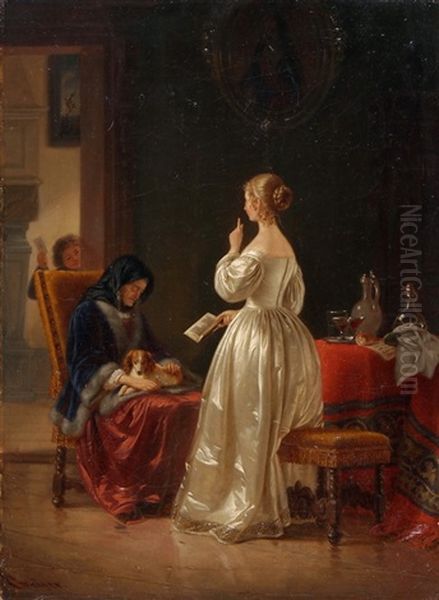 Der Liebesbrief Oil Painting by Johann Geyer