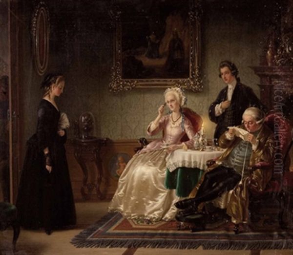 Das Schuchterne Dienstmadchen Oil Painting by Johann Geyer