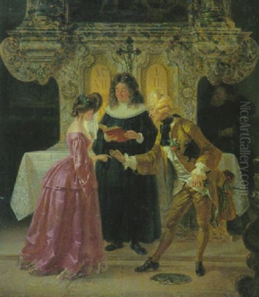 Hochzeitsszene Im Rokokostil Oil Painting by Johann Geyer