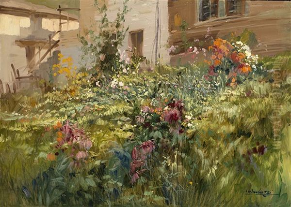 Giardino Fiorito Oil Painting by Cesare Gheduzzi