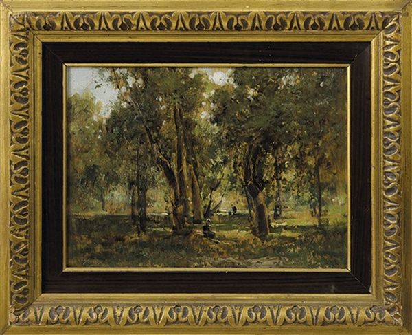 Giornata Nel Parco Oil Painting by Cesare Gheduzzi