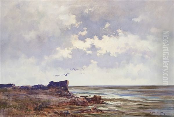 Marina-bordighera Oil Painting by Cesare Gheduzzi