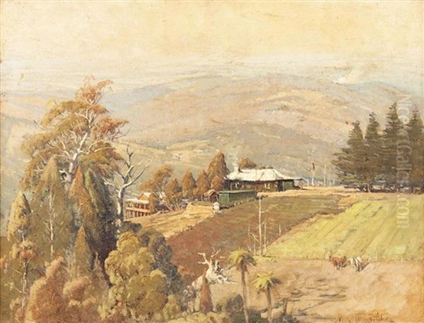 The Dandenong Ranges From Ferny Creek Oil Painting by Robert Edgar Taylor Ghee