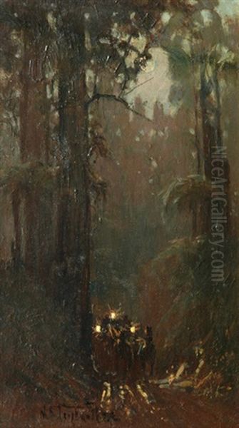 Stage Coach At Night Oil Painting by Robert Edgar Taylor Ghee