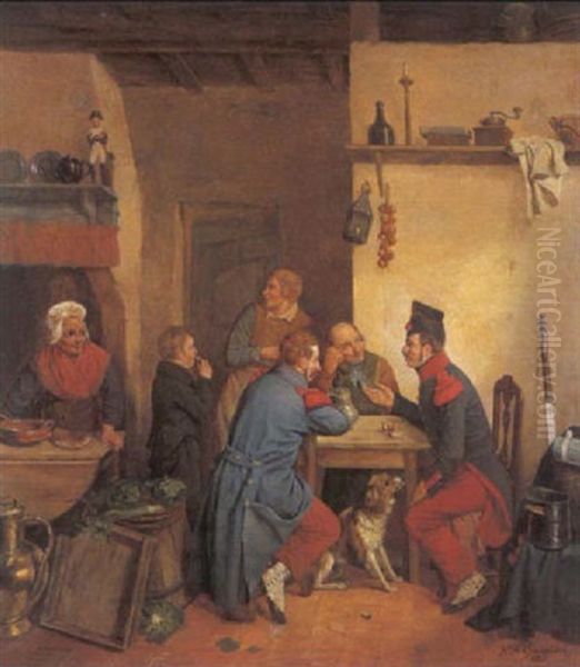 Het Verhaal Oil Painting by Napoleon Francois Ghesquiere