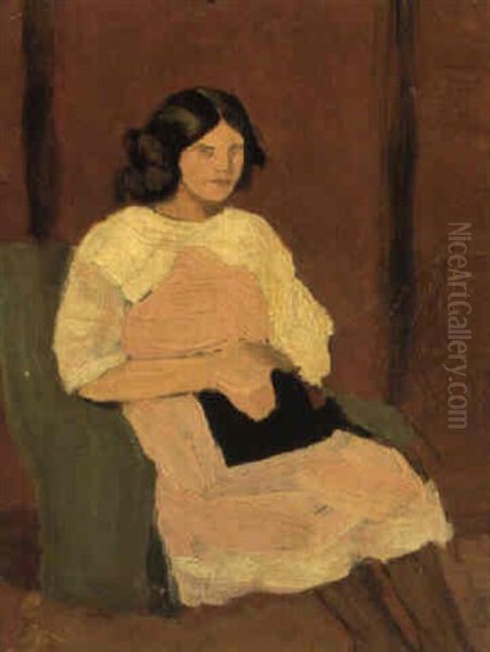 Donna Seduta Oil Painting by Oscar Ghiglia