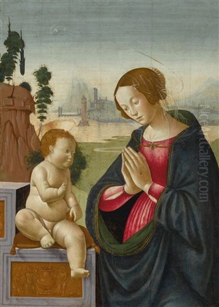 Madonna Adoring The Infant Christ Oil Painting by Ghirlandaio Domenico