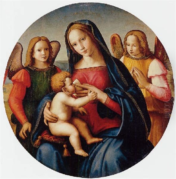 Madonna And Child With Adoring Angels Oil Painting by Ghirlandaio Domenico