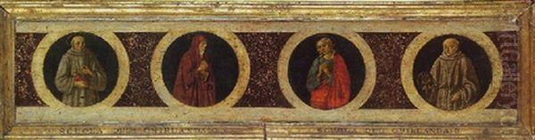 Saint Francois D'assise, La Vierge, Saint Jean L'evangeliste, Saint Bernardin De Sienne Oil Painting by Ghirlandaio Domenico