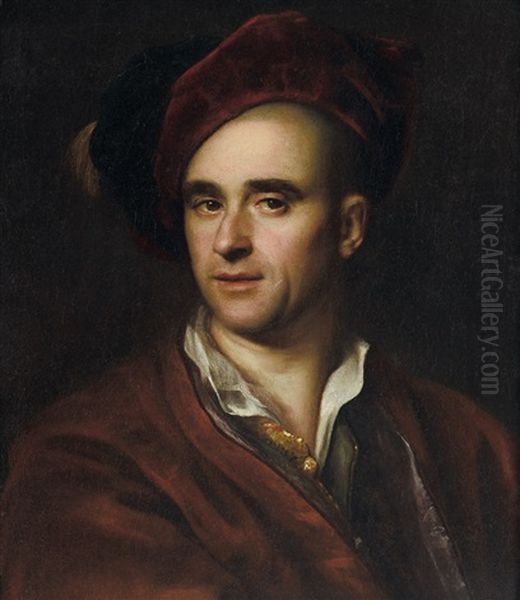 Ritratto Di Gentiluomo In Velluto Rosso, Probabile Autoritratto Oil Painting by Vittore Giuseppe Ghislandi (Fra' Galgario)