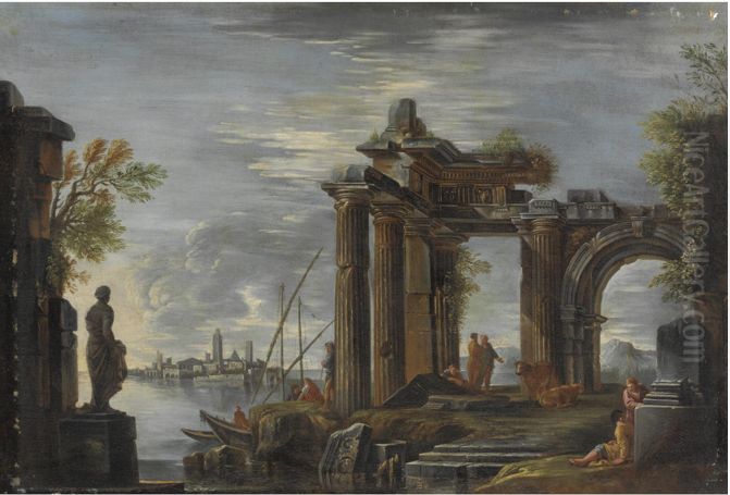 Paesaggio Romano Con Rovine Classiche Oil Painting by Giovanni Ghisolfi