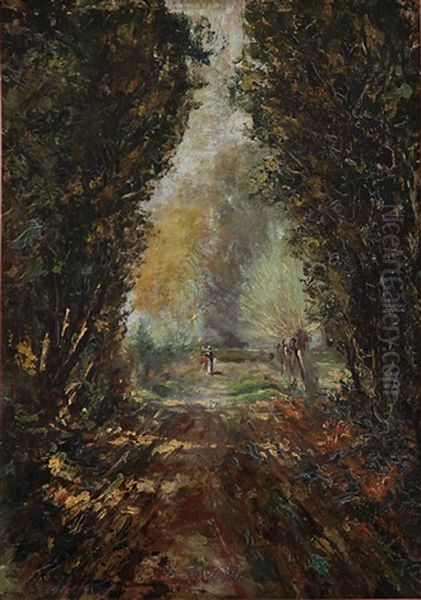 Interno Del Parco Della Maddalena, Mattino Di Luglio Oil Painting by Benedetto Ghivarello