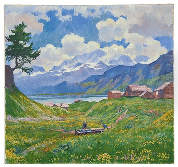 Fruhlingslandschaft Oil Painting by Giovanni Giacometti