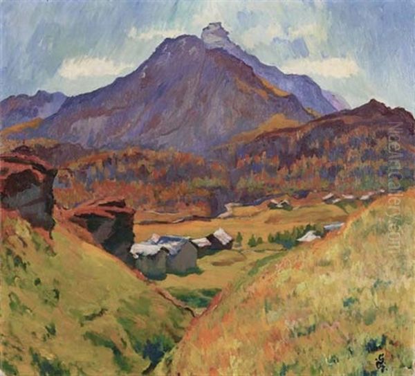 Landschaft Bei Maloja Oil Painting by Giovanni Giacometti