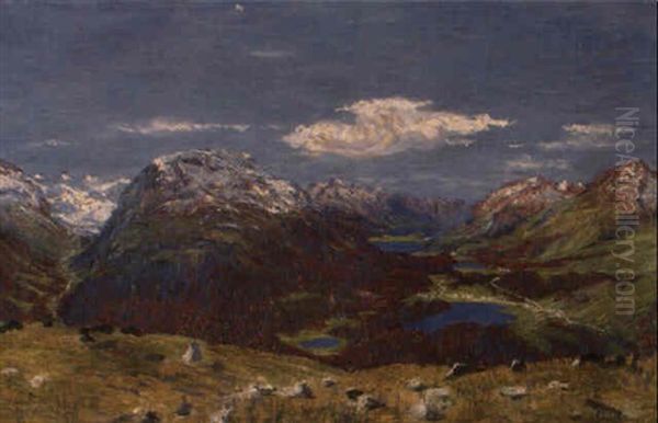 Blick Von Muottas Muragl Auf Das Oberengadin Oil Painting by Giovanni Giacometti