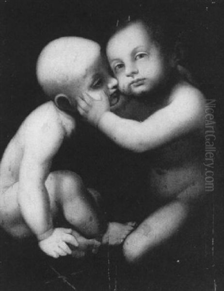 The Christ Child And The Infant Saint John Embracing Oil Painting by  Giampietrino