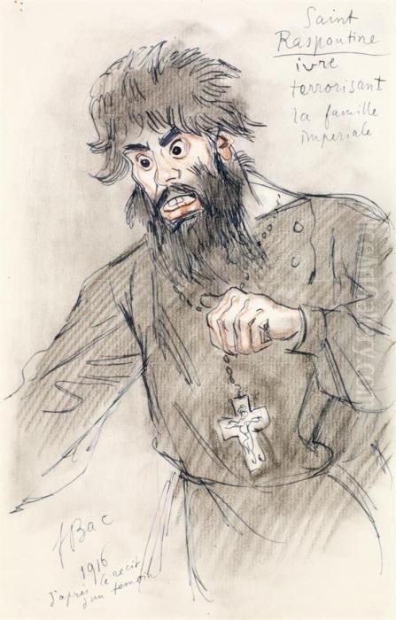 Saint Raspoutine Ivre Terrorisant La Famille Imperiale Oil Painting by Ferdinand Bac