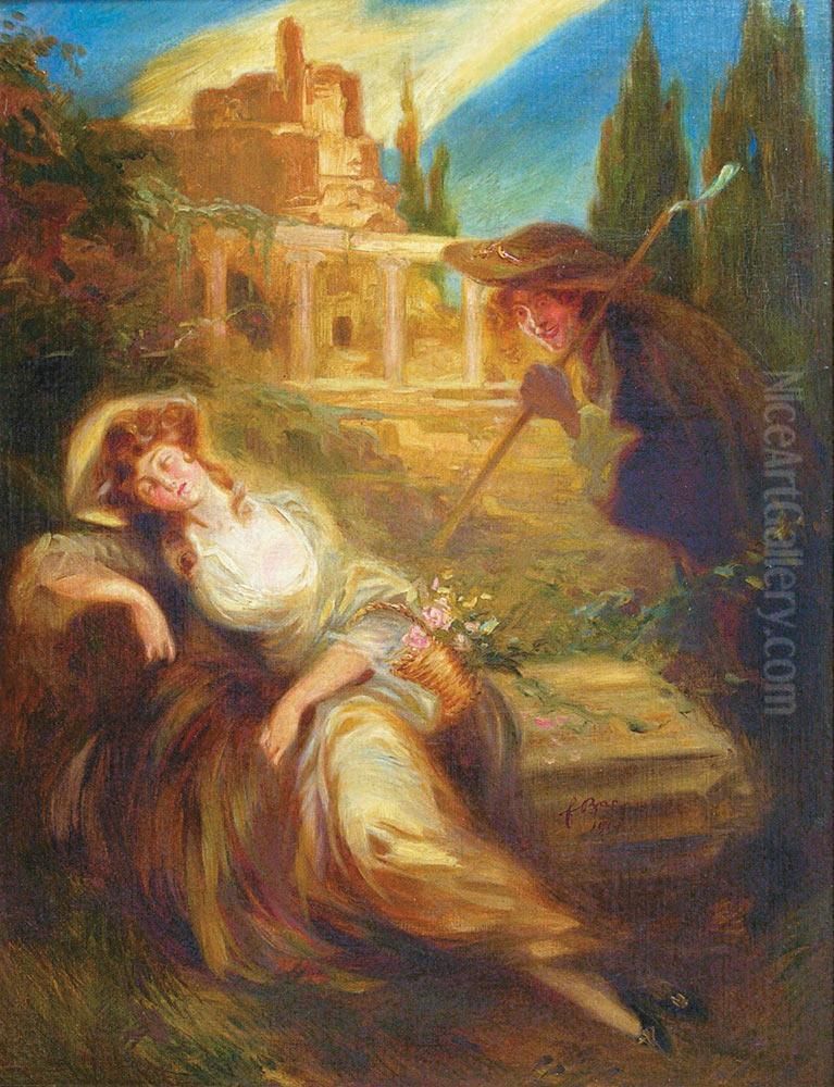 Jeune Femme Surprise Oil Painting by Ferdinand Bac