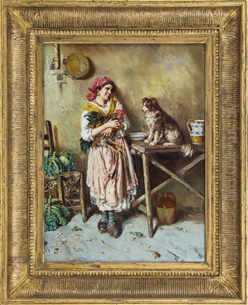 Dolce Contadinella Oil Painting by Giuseppe Giardiello