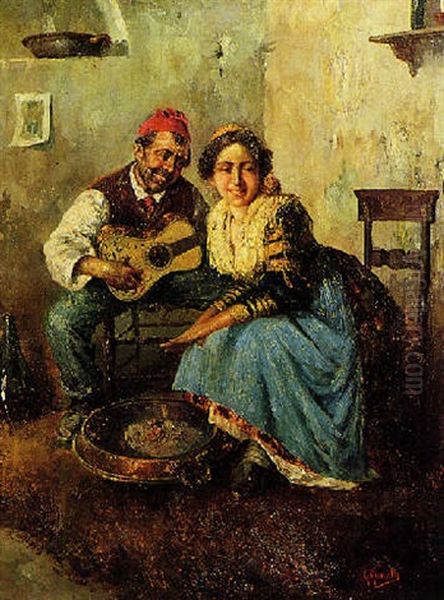 Interno Oil Painting by Giuseppe Giardiello