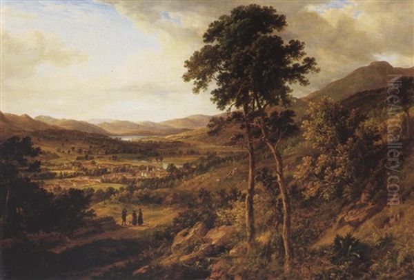 The Vale Of Leven, Dumbartonshire, With  Alexandria In The Foreground Oil Painting by Robert Gibb