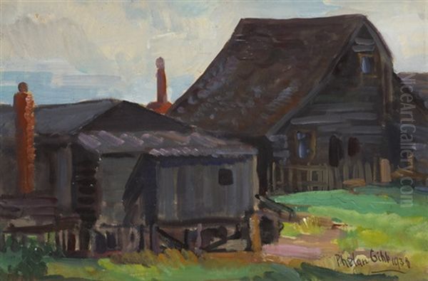 Farm Buildings In Suffolk Oil Painting by Henry William Phelan Gibb