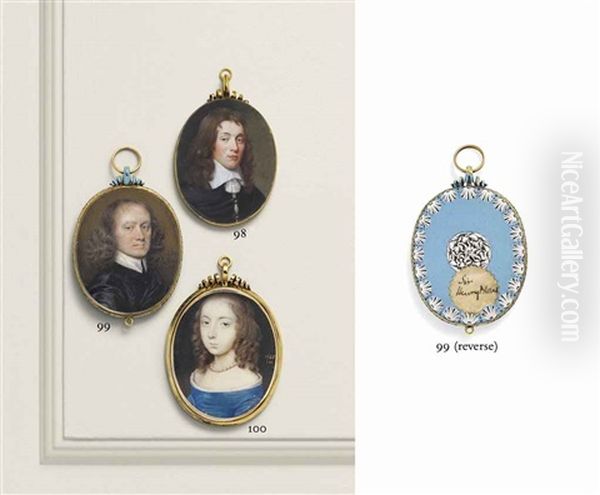 Sir Henry Blount (1602-1682), In Black Doublet And White Lawn Collar, Brown Curling Hair Oil Painting by Richard (Dwarf Gibson) Gibson