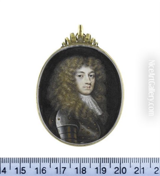 Edward Radclyffe, 2nd Earl Of Derwentwater, Wearing Suit Of Armor, White Lace Cravat, Long Natural Wig Oil Painting by Richard (Dwarf Gibson) Gibson