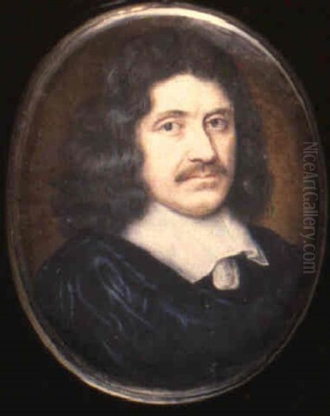 Portrait Of A Gentleman With Brown Moustache Oil Painting by Richard (Dwarf Gibson) Gibson