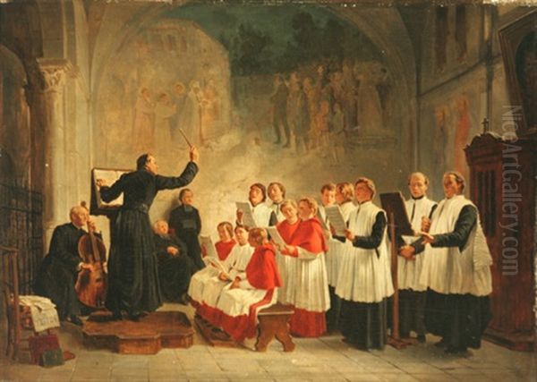 Church Choir Oil Painting by Francois Theophile Etienne Gide