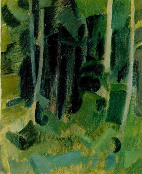 Skovinterior, Bisttrup Oil Painting by Harald Giersing